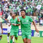 Gor Mahia's Samuel Kapen celebrates his goal against KCB